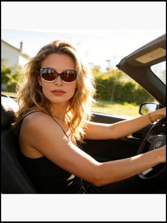 Polarized Wrap Around Sunglasses with Rhinestone Frame UV400 Protection